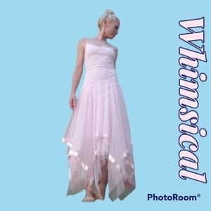B Darlin Pale Pink Layered Tulle Asymmetric Hem Dress